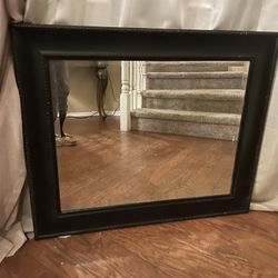 Beautiful Black Frame Beveled Mirror 30 inches Tall X 35 inches Wide