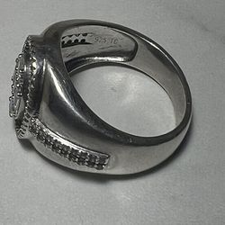 Heavy 7.55g Solid 925 Silver Moissanite Cluster Ring - Icy & Substantial Size 9