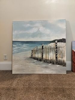 Canvas Wall Art Sandy Beach 39.5"X39.5"