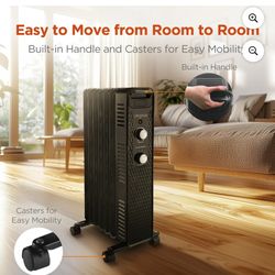 Mainstays Mechanical Oil Filled Electric Radiator Space Heater, Black, New, WSHO702ABB