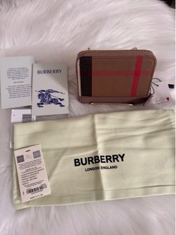 New Burberry Mini Check Zip-Around Wallet