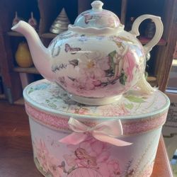 Pink Fairy Teapot Butterfly With Box L