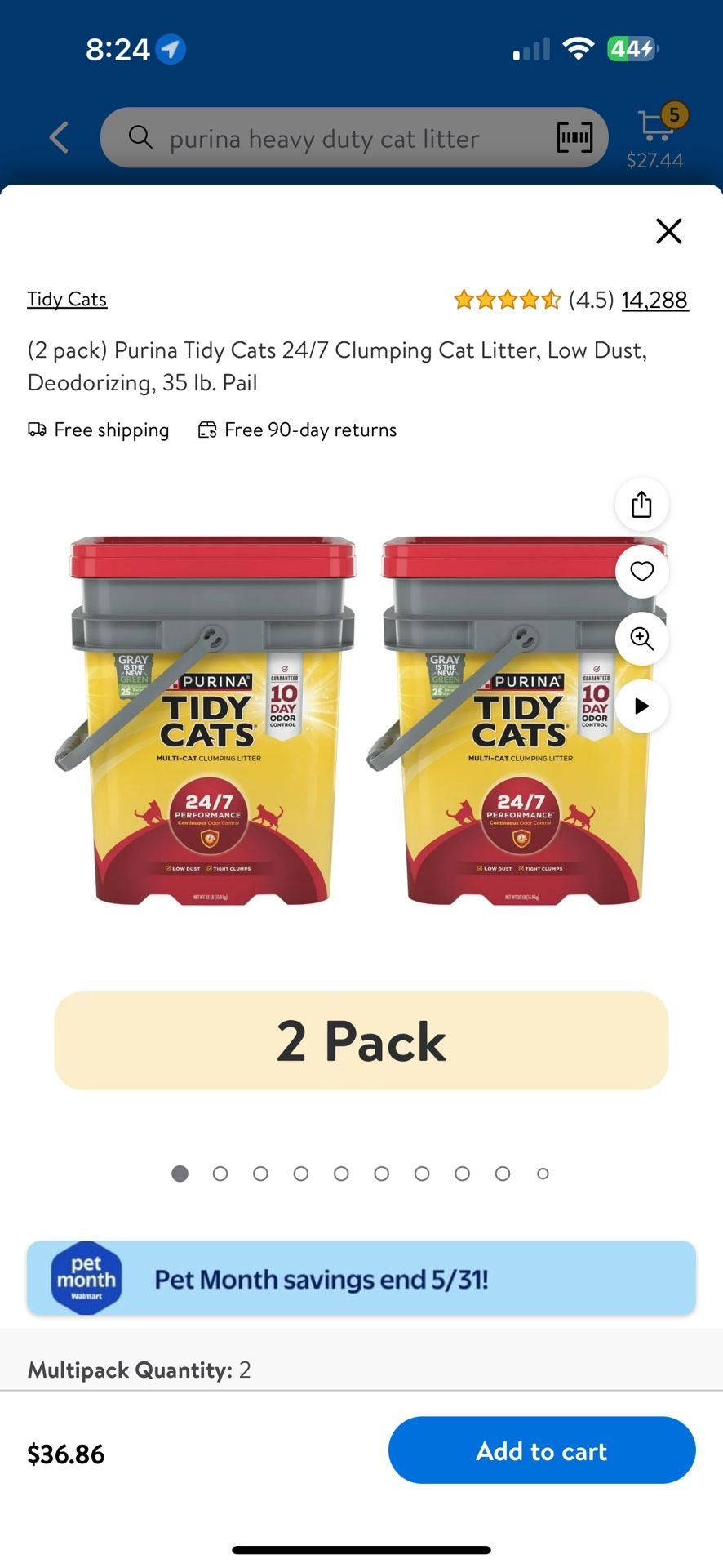 Purina Heavy Duty Cat litter 2 35 Pound Packs