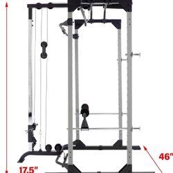 Fitness Reality Squat Bench Rack Power Cage With Pulldown 