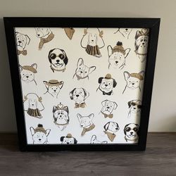 Home Decor Framed Artwork Dog Canvas 