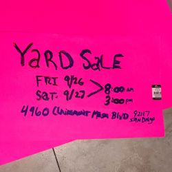 Yard Sale  8/26.   9/27 8:00an Until 3:00pm