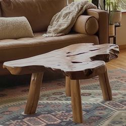 Organic Live Edge Reclaimed Teakwood Coffee Table
