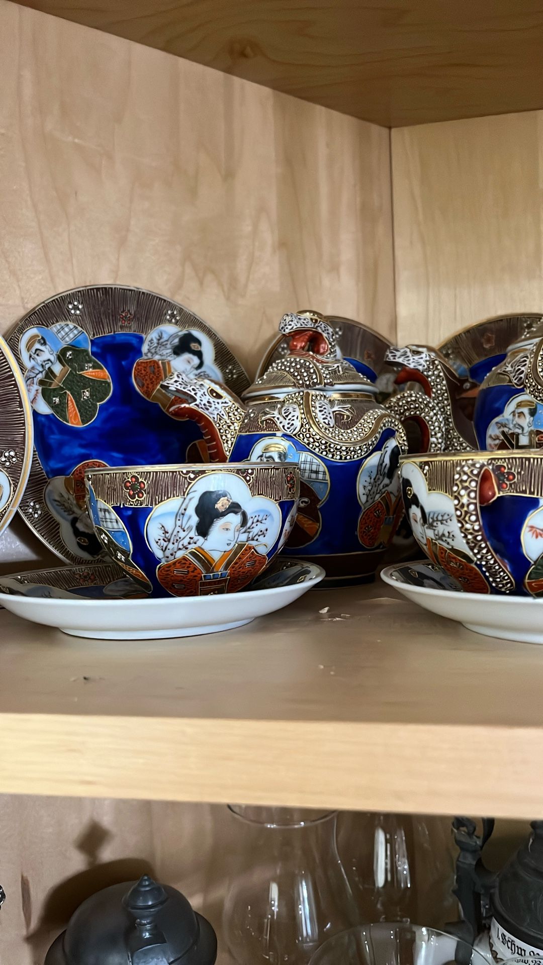 Japanese Tea Dessert Service 75 Yrs Old. 6 Piece Intact