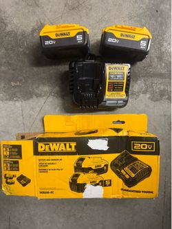 🔋 DEWALT 20V MAX 5.0Ah Batteries & Charger Kit – Brand New