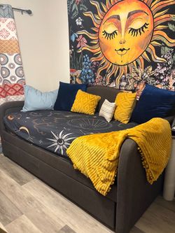 Throw pillows blue and gold yellow