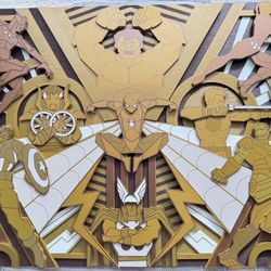 Marvel Wood Character Art Sepia Toned