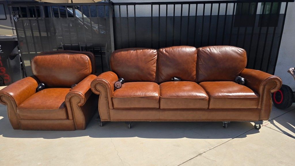 Leather Couch Abbyson + Chair