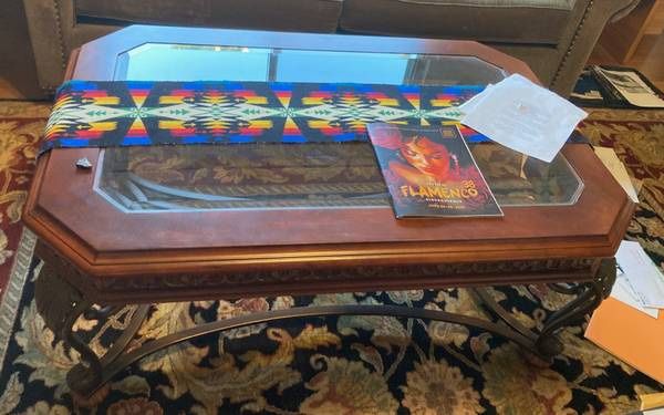 Large Coffee Table with Glass Top 