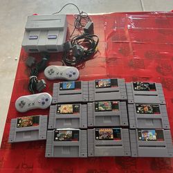 Super Nintendo Console With 10 games  