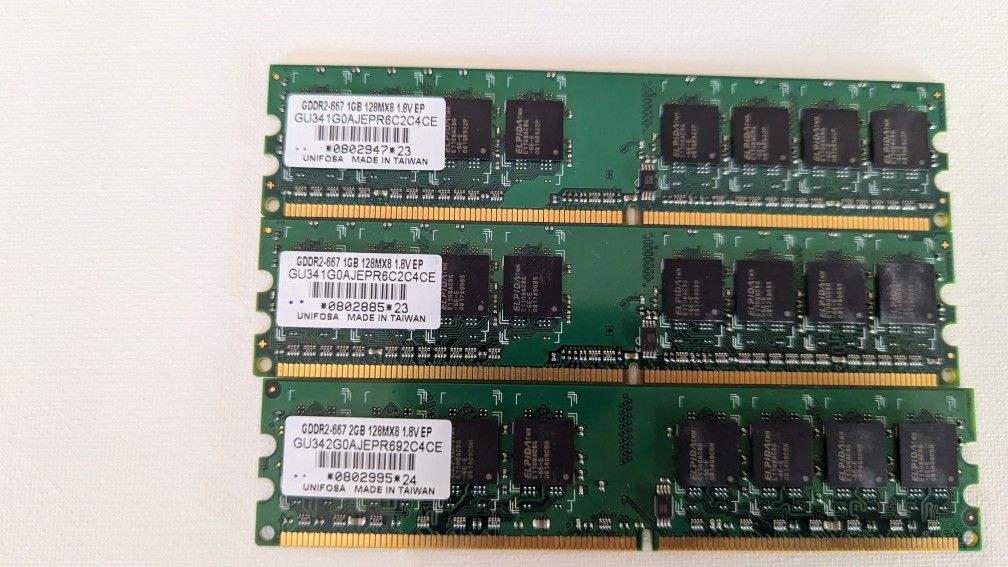 DDR2 PC2-667 128MX8 RAM (1GB & 2GB)