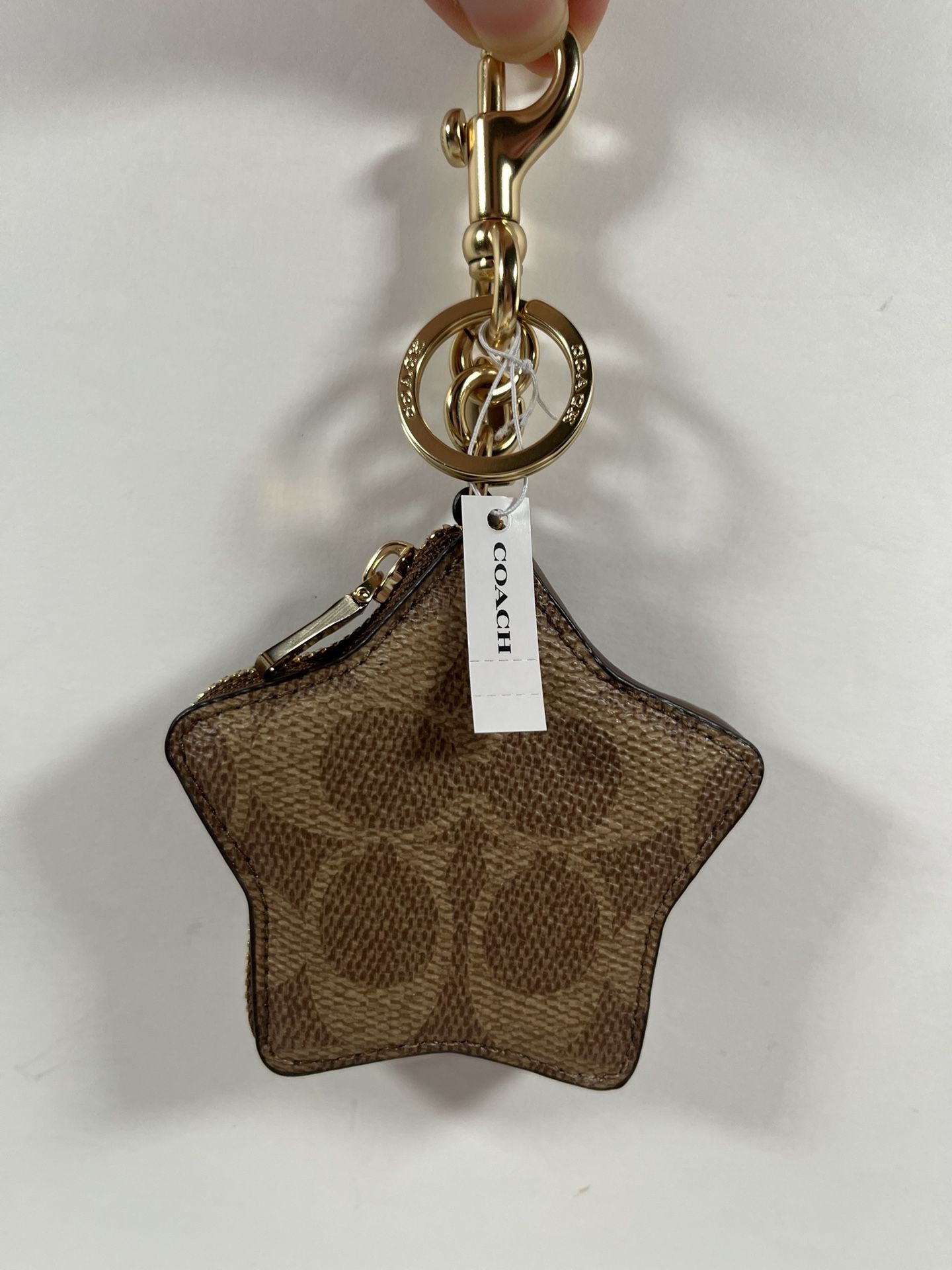 NWT Coach Star Bag Charm In Signature Canvas 
