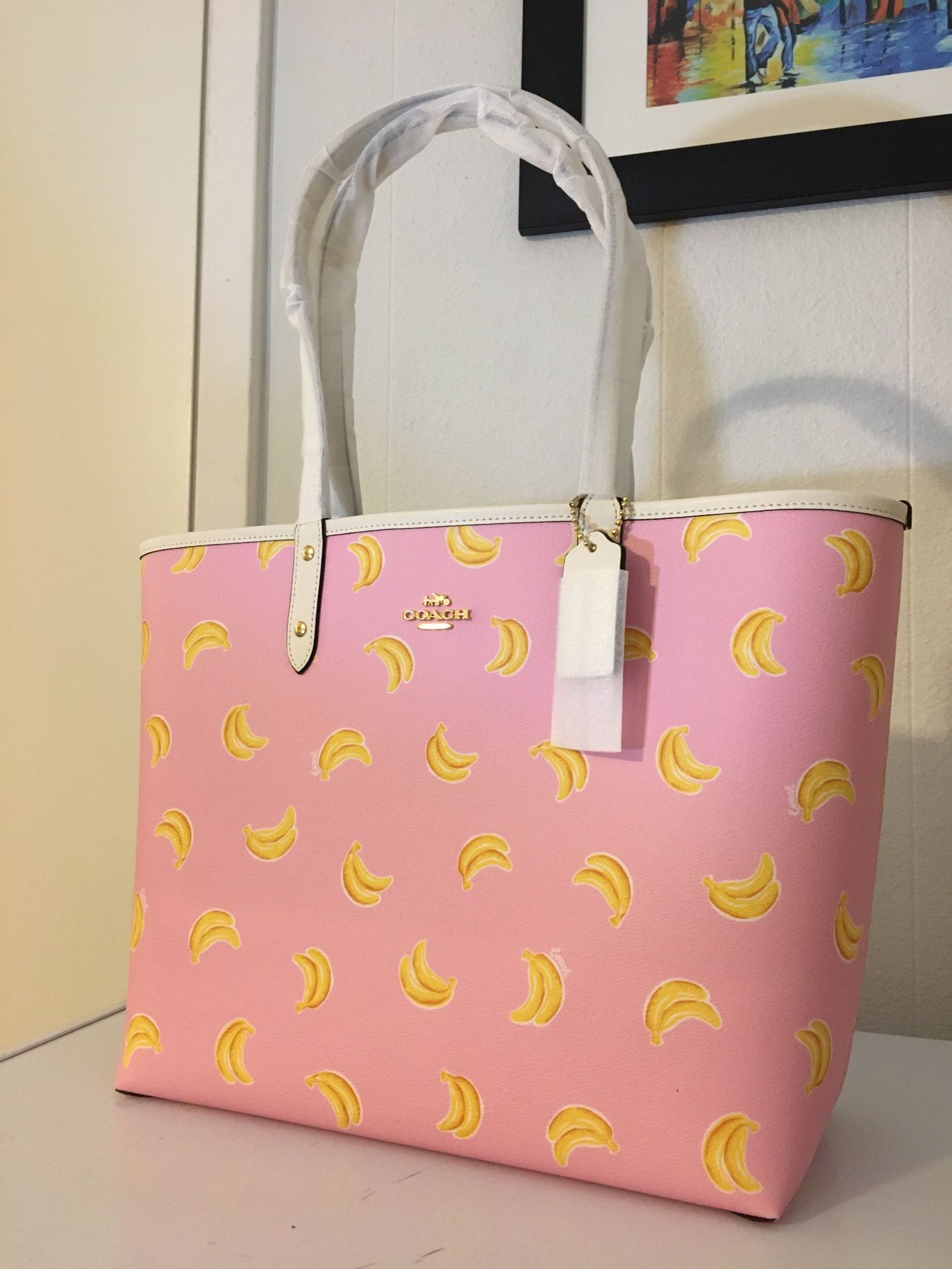 New Coach reversible tote bag bananas print