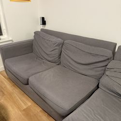 West Elm Grey L-Shaped Sectional Sofa – 2 Piece – $350