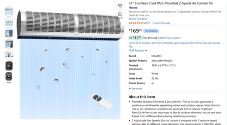 Wall mounted Home air curtain