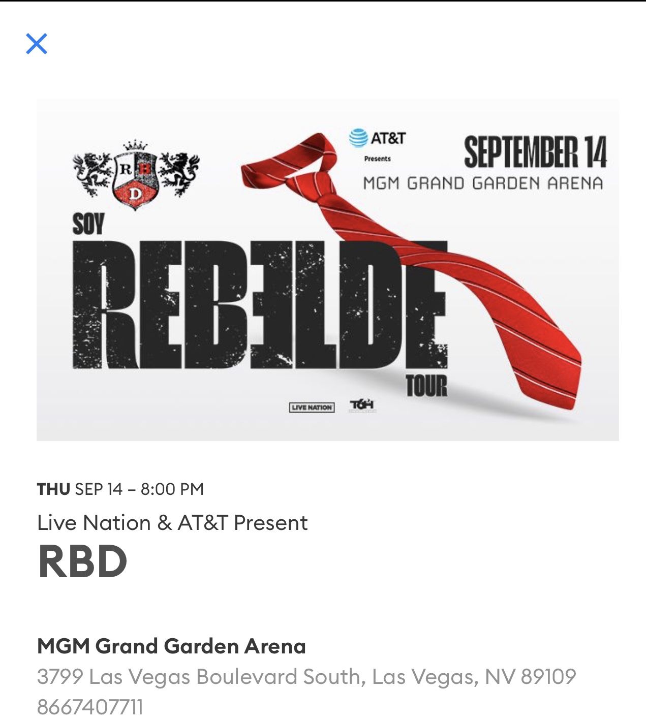 RBD CONCERT TICKETS