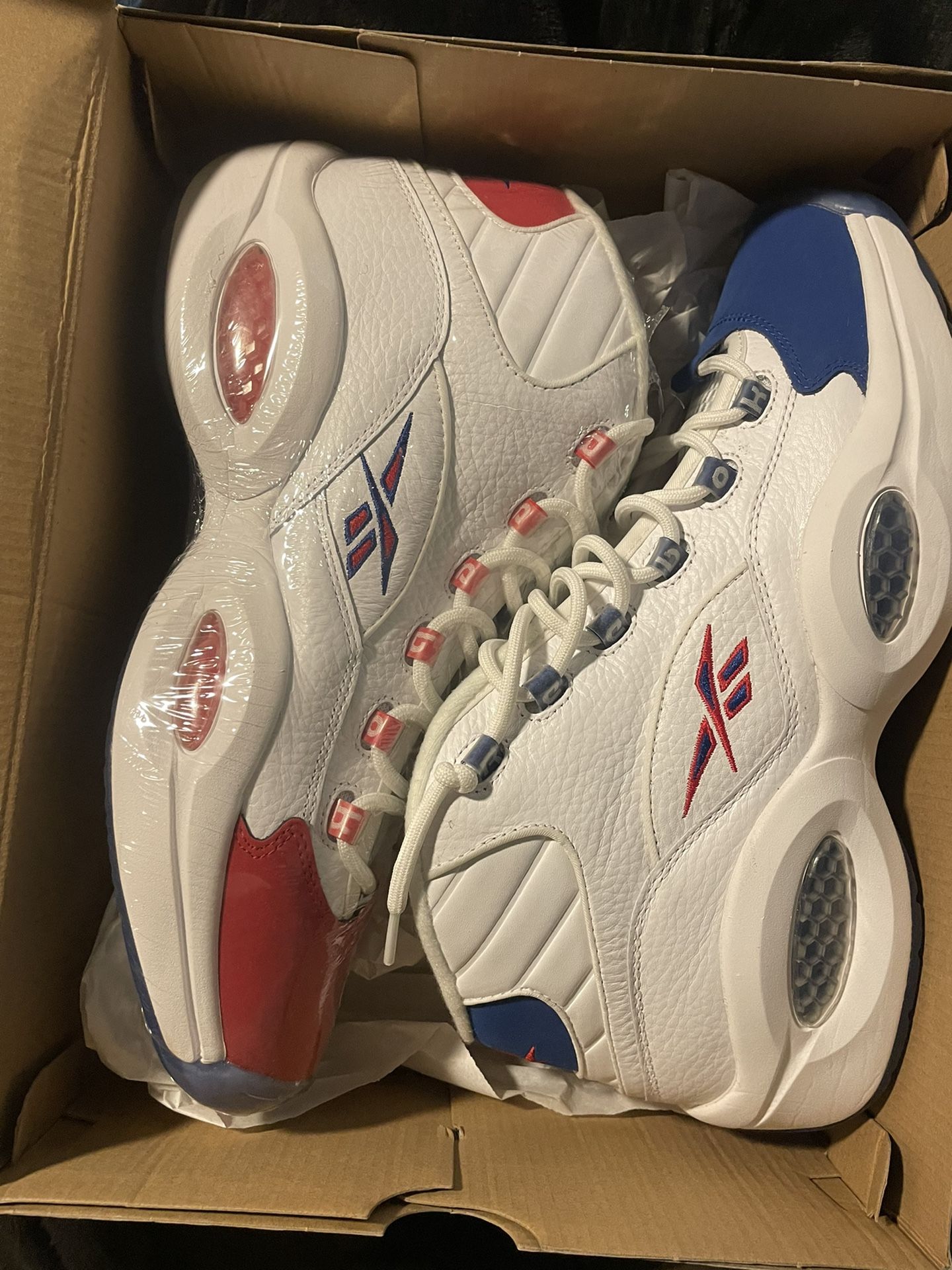 Reebok Question Mid Red And Blue Toe Size 12
