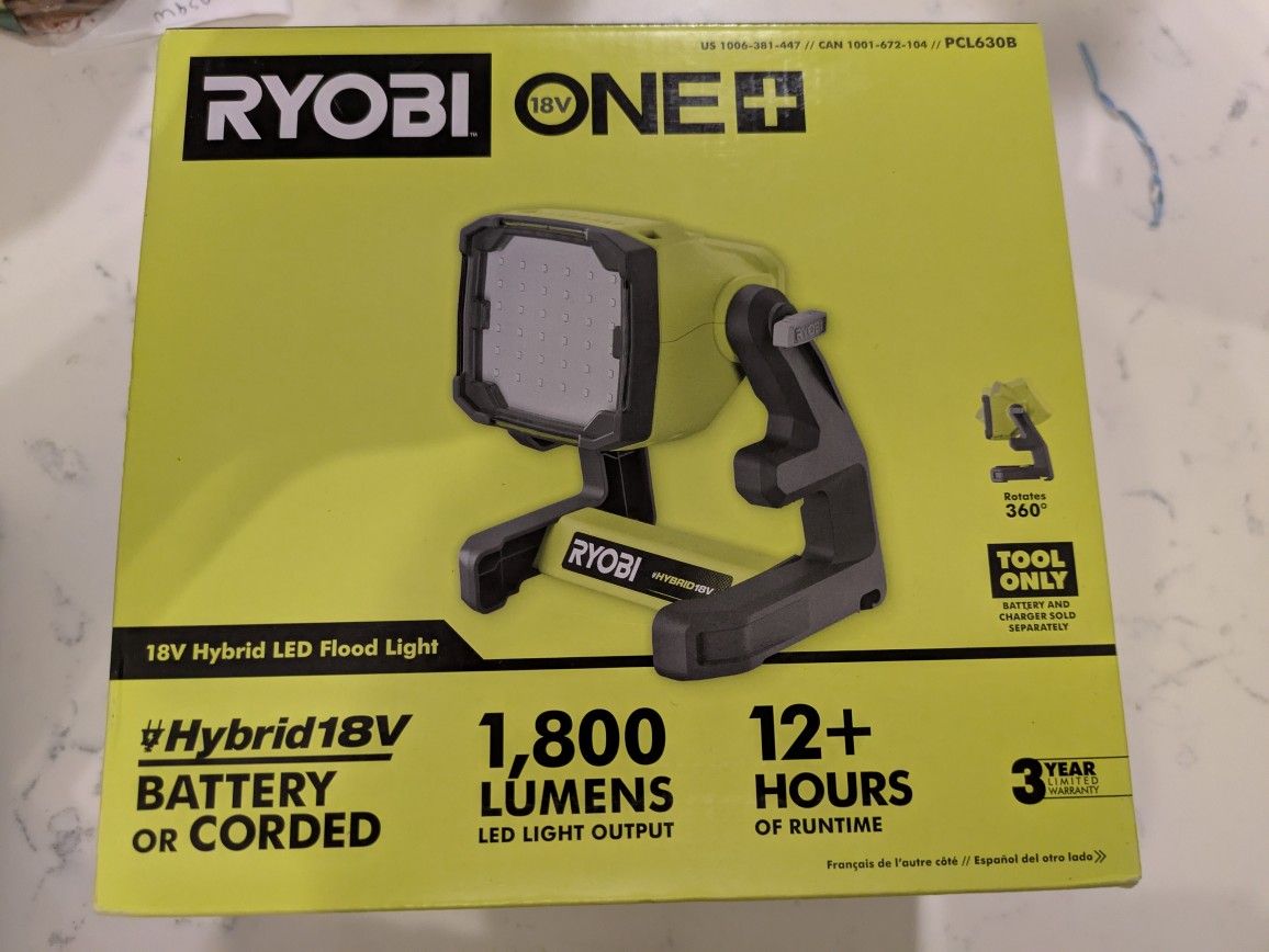 RYOBI 18V ONE+  Hybrid LED Flood Light (PCL630B) - Tool Only - Brand New
