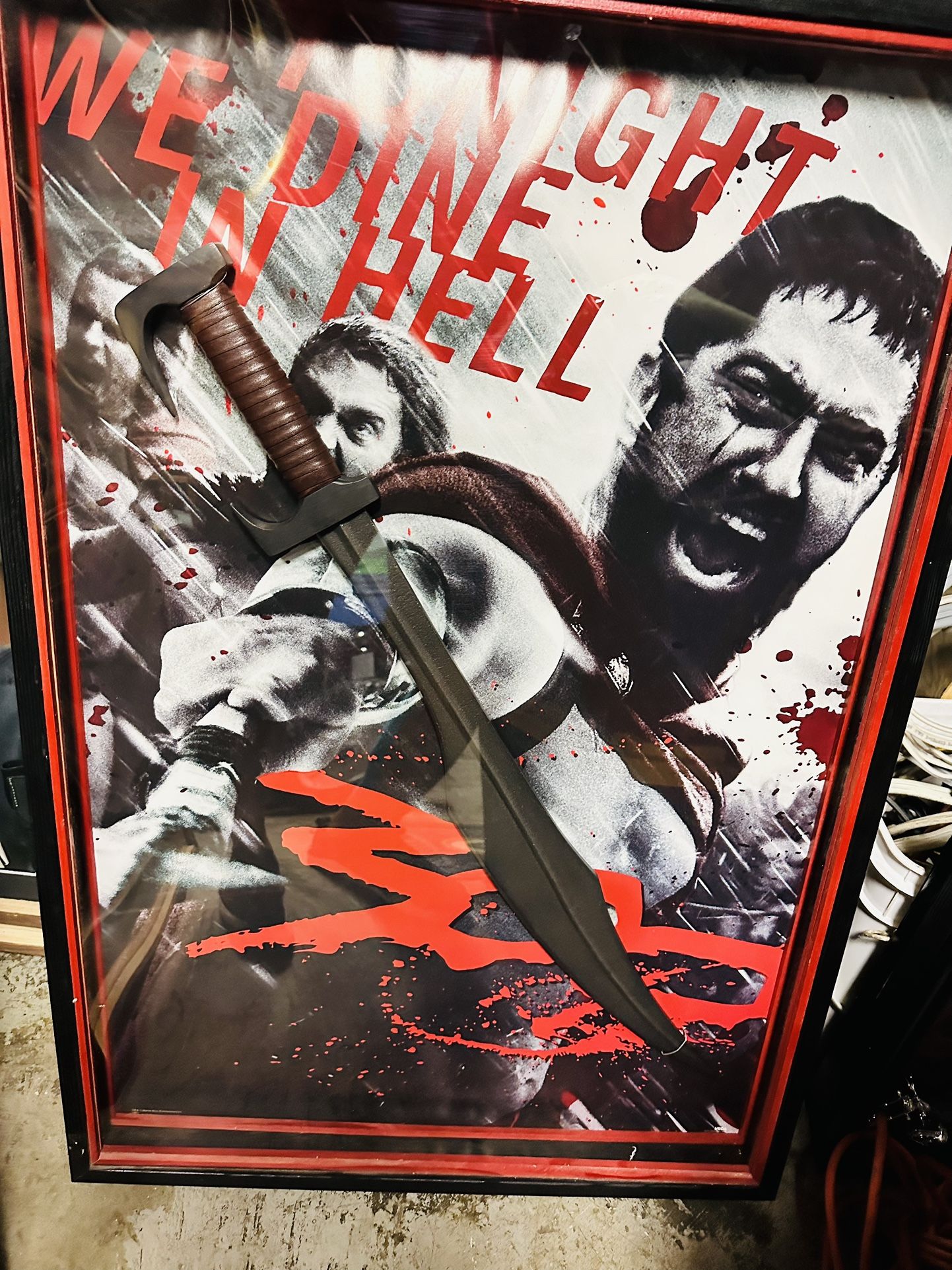 300 The Movie Poster Shadowbox With Sword