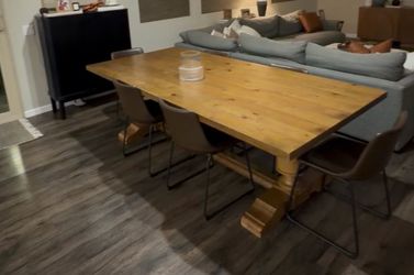 Large Wood Trestle Dining Table