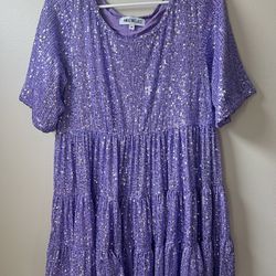 Purple Sequins Babydoll Dress