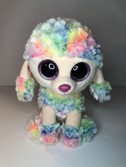 Ty Beanie Boo 10" RAINBOW Poddle Dog Plush 2017  