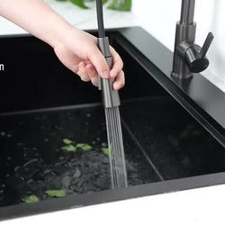 27 in. Drop-in Single Bowl 18 Gauge Black Stainless Steel Workstation Kitchen Sink