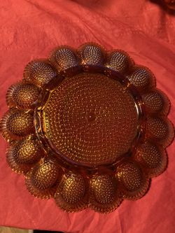 Carnival glass, deviled egg plate