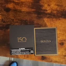 Bulova 150 MENS BLACK LEATHER GOLD FACE WATCH