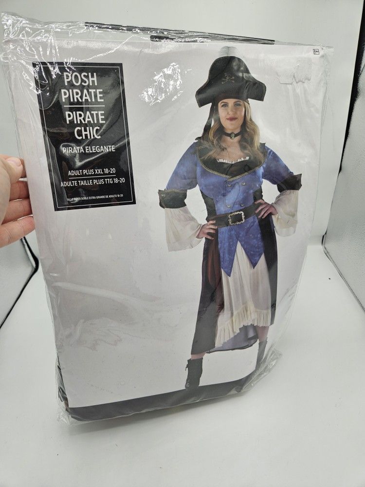 New Posh Pirate Women's Plus Sz XXL 18 - 20 Halloween Costume Cosplay Blue Black
