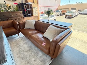 Brown Top Grain Leather couch + chair  from Costco