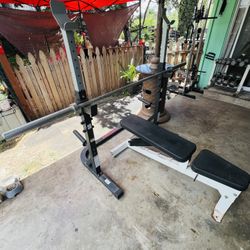Bench press and squat rack