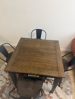 Homeworks Dark Brown Counter Height Lift-Top Storage Dining Table + (4) Chairs