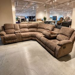 Large Sectional Reclining Sofa with Console