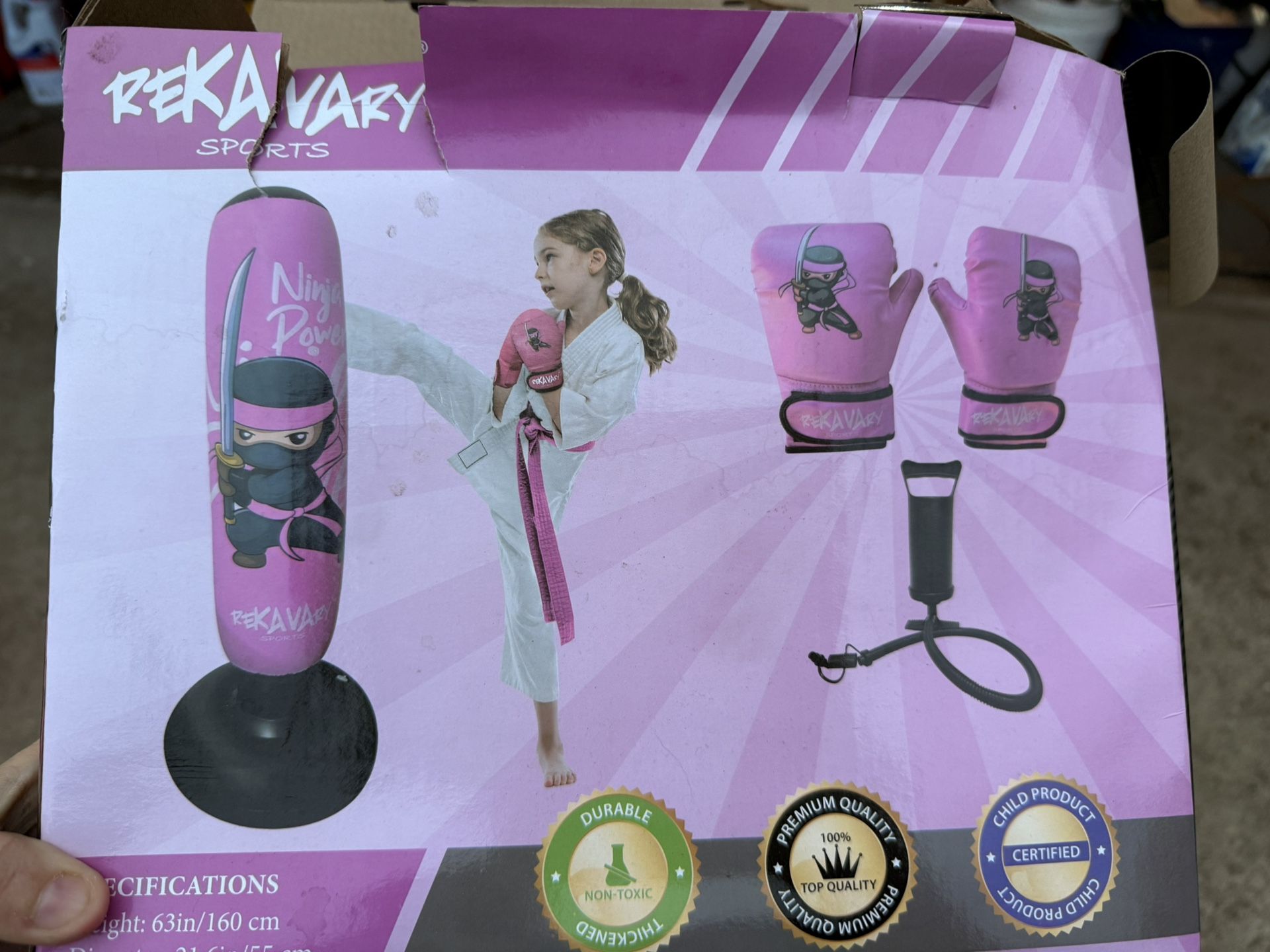 Punching Bag With Gloves And Pump Included