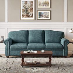 Brand New Still In The Box 📦 90 Inch Nailhead Trim Couch for Living Room, 23 Inch Deep Seat Rolled Arm Sofa, Comfy Upholstered 3 Seater Chenille Couc