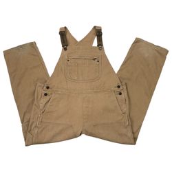 Patagonia Iron Forge Hemp Overalls Womens XL Tan Double Knee Canvas Bib Pants