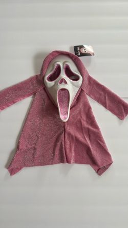 Pink Glitter Ghost Face Halloween Mask with Hood
