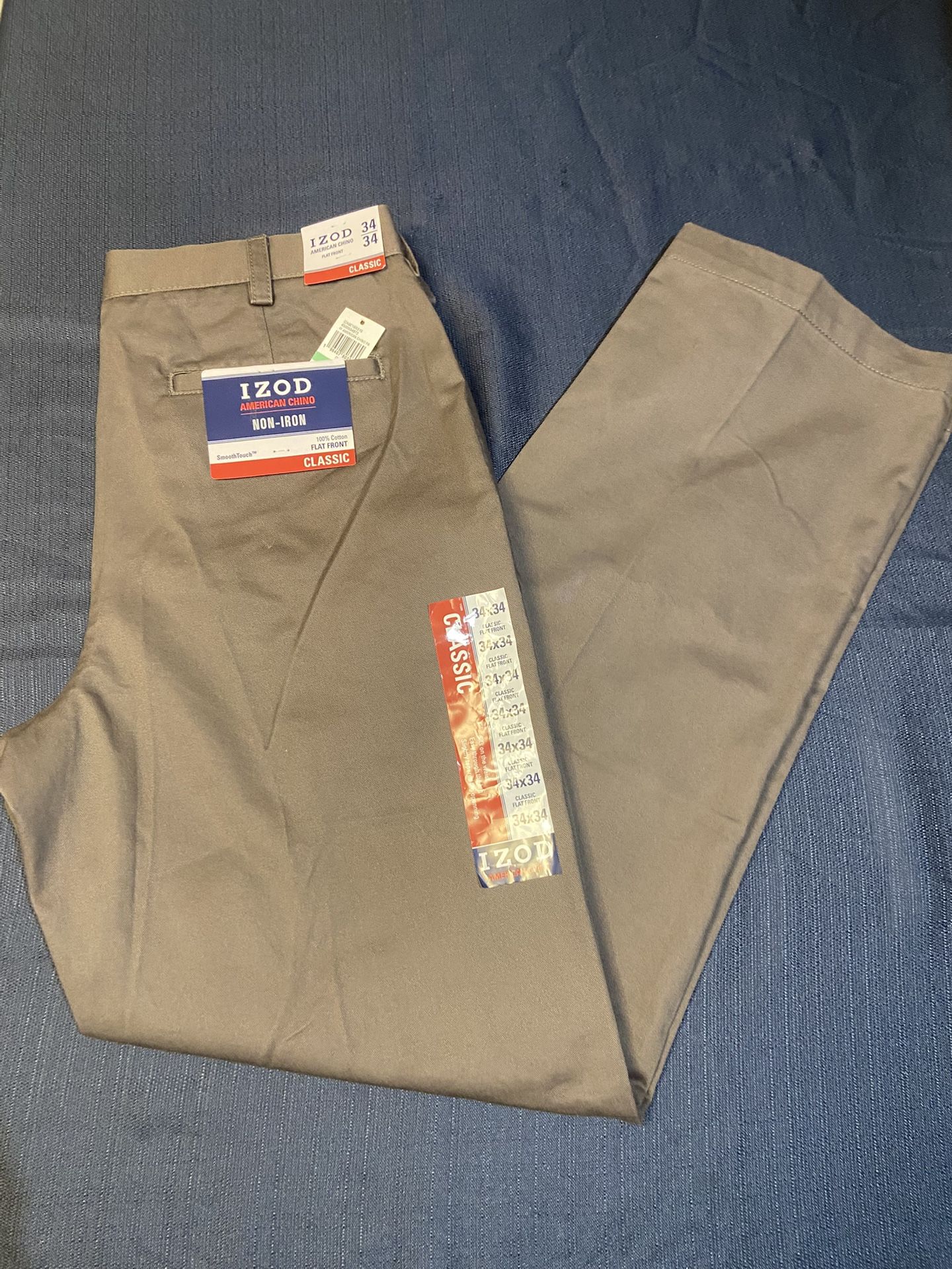 Mens IZOD Brown Dress Pants Flat Front 34x34