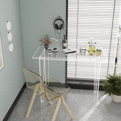Acryve. Acrylic Desk, Acrylic Table & Clear Desk - Modern Home Office Study Table, Extended Surface Multi-Purpose Console, Sturdy Lightweight for Smal