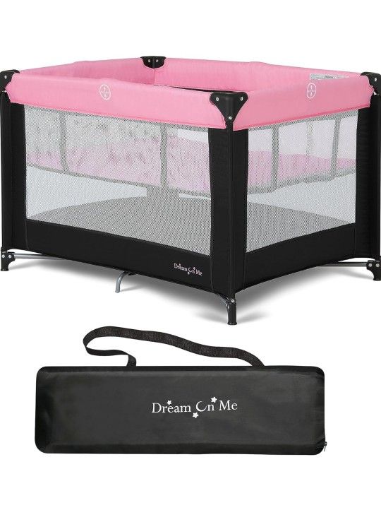 Dream On Me Nest Portable Play Yard with Carry Bag and Shoulder Strap, Pink