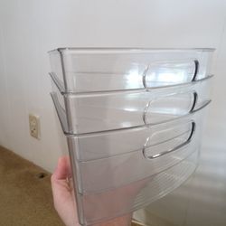 Set of 3 Stackable Triangular Plastic Storage Organizer Shelves