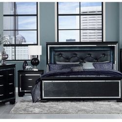 queen led bed set