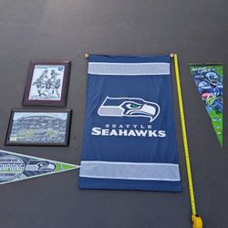 Lot Of 5 Seattle Seahawks Memorabilia From Super Bowl XLVIII (Pennants, Banner, Posters)