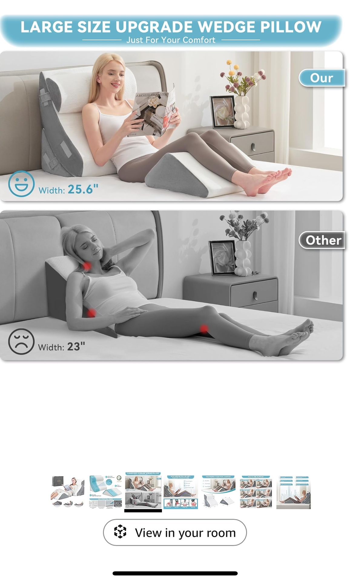 Ahpmeoa 3PCS Wedge Pillow Set for After Surgery, Back Pillow for Bed Sitting up, 10-in-1 Foam Wedge Pillow for Acid Reflux & Back Pain Relief, Post Surgery Pillow for GERD