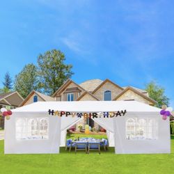 Newww10'x 30' White Gazebo Wedding Party Tent Canopy With 6 Windows & 2 Sidewalls-8